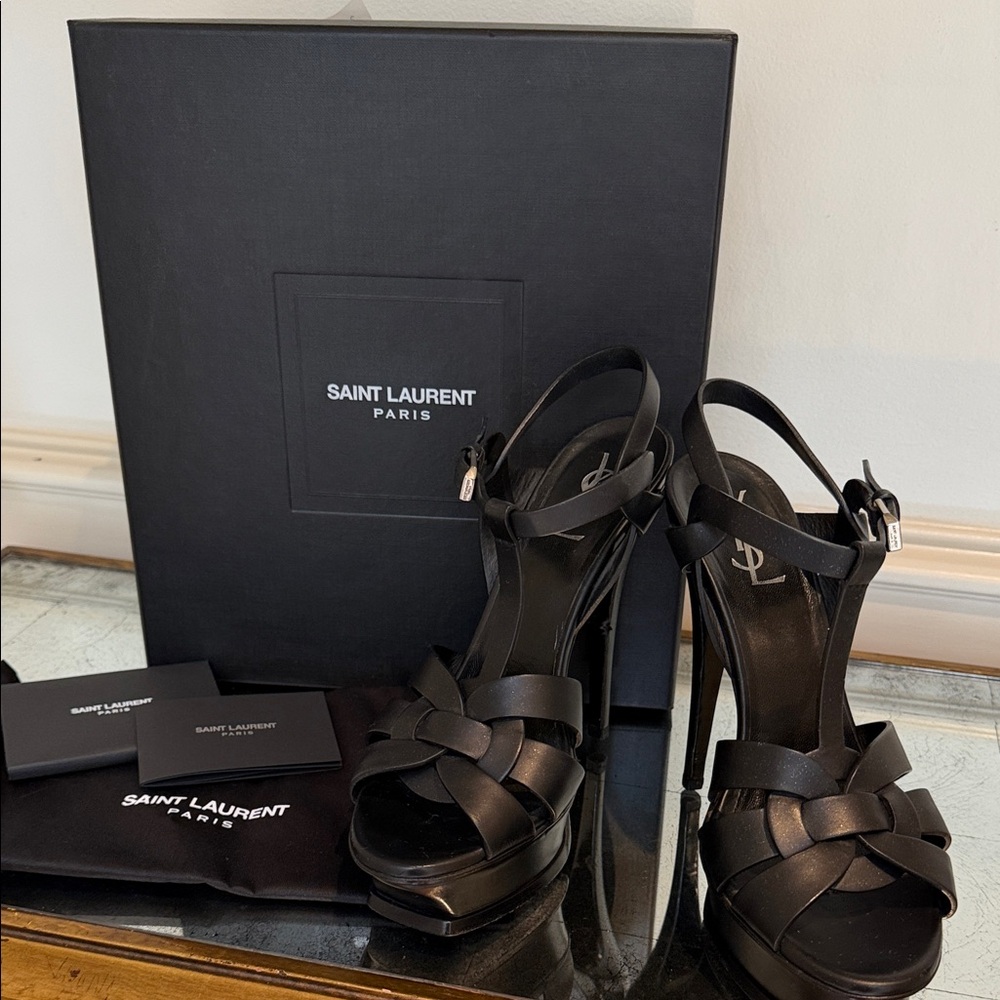 Saint Laurent Black Strappy Heels
